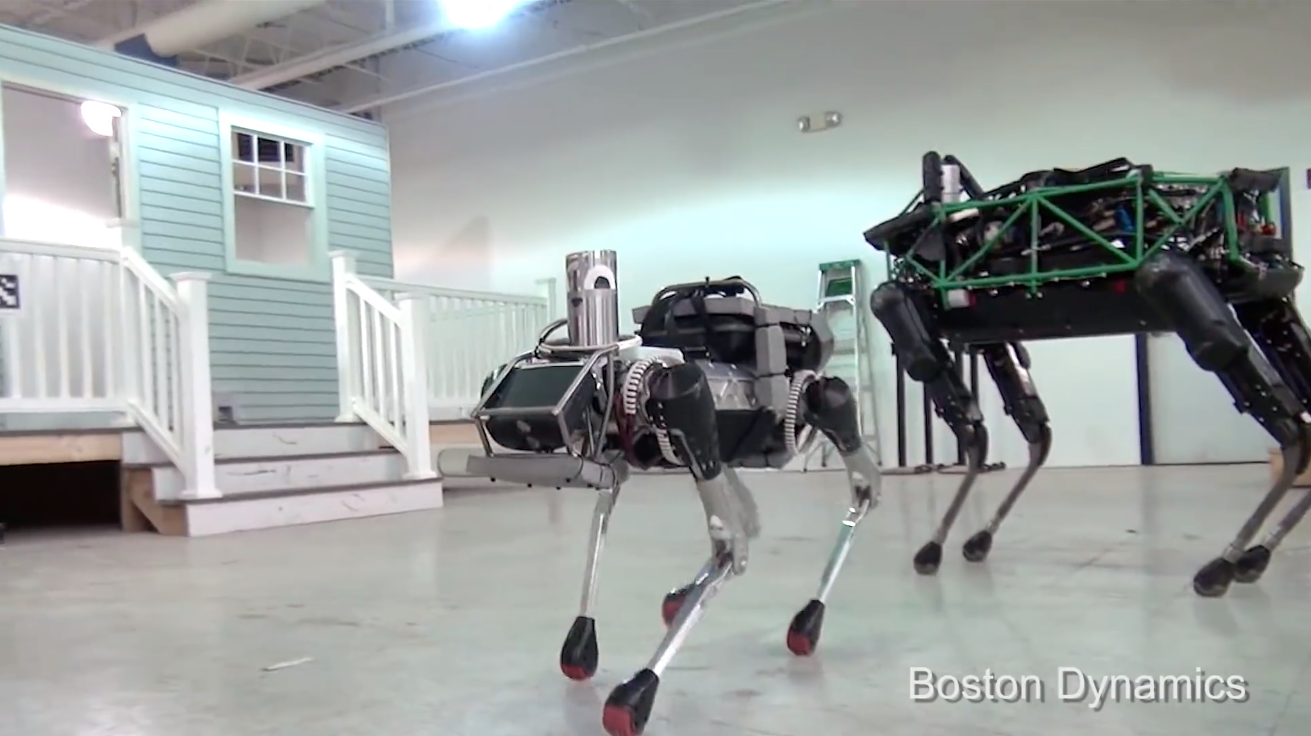 Boston Dynamics (2016) \
Frame from ['Introducing Spot (previously SpotMini)' ↗](https://www.youtube.com/watch?v=tf7IEVTDjng)
